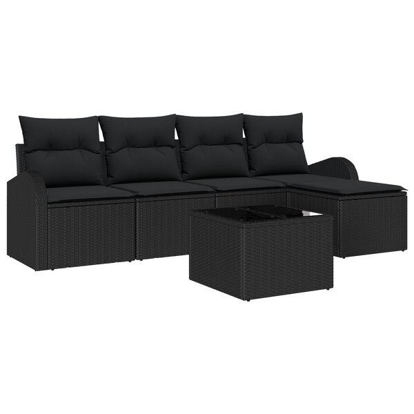 vidaXL Set de canapé de jardin de 6 pièces avec coussins beige en poly rattan