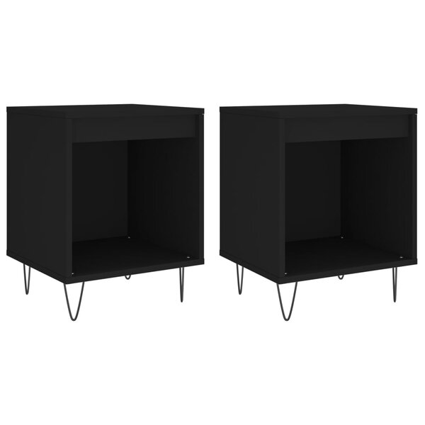 vidaXL Tables de chevet 2 Pièces noir 40x35x50 cm bois d’ingénierie