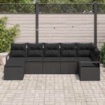 Set de canapés de jardin vidaXL 7 pièces avec coussins Noir Poly Rattan