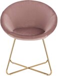 Lot de 2 chaises de cuisine velours et pieds métal rose 19_0000304