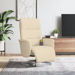 vidaXL Fauteuil inclinable de massage avec repose-pieds crème tissu