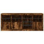 vidaXL Buffet avec lumières LED chêne fumé 164x37x67 cm