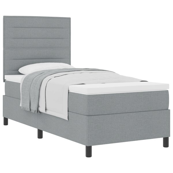 vidaXL Lit à sommier avec matelas Gris clair 90x200 cm Tissu