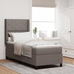 vidaXL Lit Box Spring avec Matelas & LED Taupe 90x190 cm Tissu