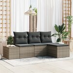 vidaXL Ensemble de Canapés de Jardin de 4 Pièces avec Coussins Gris en Rattan Poly