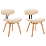 vidaXL Chaises à manger lot de 2 crème bois courbé et similicuir