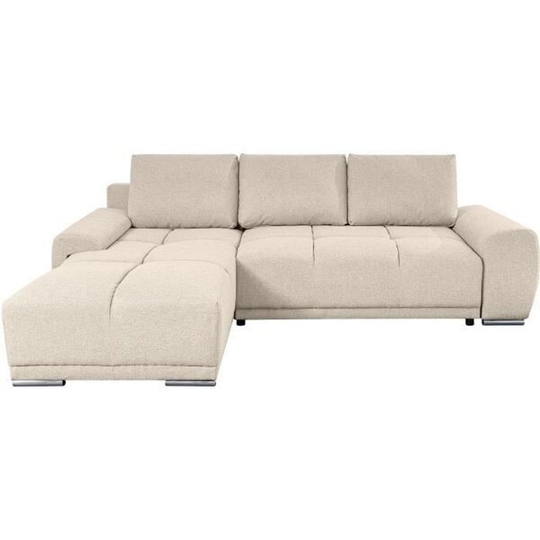 CASSANDRA - Canapé d'angle convertible avec coffre en tissu - Beige - Angle Gauche