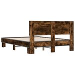 vidaXL Cadre de lit chêne fumé 120x200 cm bois d'ingénierie et métal