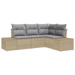 vidaXL Ensemble de Canapé de Jardin 4 Pièces avec Coussins Beige Rattan Poly