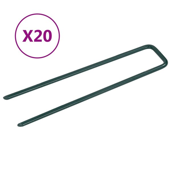 vidaXL Clous pour gazon artificiel 20 Pièces Forme de U Fer