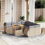 vidaXL Salon de jardin avec coussins 9 Pièces beige résine tressée