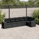 vidaXL Salon de jardin 6 Pièces avec coussins noir résine tressée