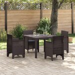 vidaXL Ensemble de 5 pièces avec coussins en poly rotin marron