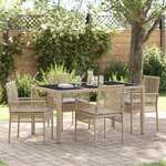 Ensemble de salle à manger de jardin vidaXL 5 pièces avec coussins en poly rattan beige