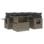 vidaXL Salon de jardin 5 Pièces avec coussins gris résine tressée