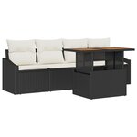 vidaXL Ensemble de Canapé de Jardin 5 Pièces avec Coussins Noir en Rattan Poly