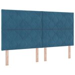 Lit Box Spring vidaXL avec Matelas & LED Bleu Foncé 180x200 cm Velours
