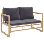Salon de jardin meuble d'extérieur ensemble de mobilier 2 pièces avec coussins gris foncé bambou 02_0015890