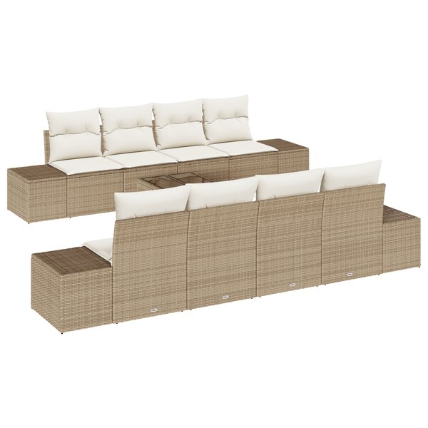 vidaXL Ensemble de canapés de jardin 7 pièces avec coussins beige rattan poly