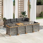 vidaXL Salon de jardin 9 Pièces avec coussins gris résine tressée