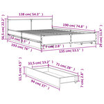 vidaXL Cadre de lit avec tiroirs sans matelas sonoma gris 135x190 cm