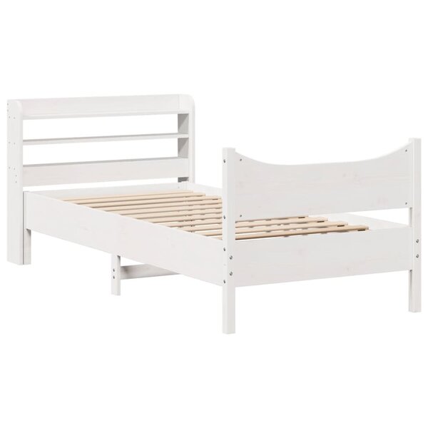 vidaXL Cadre de lit avec tête de lit blanc 75x190cm bois de pin massif
