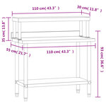 vidaXL Table de travail de cuisine avec étagère 110x55x120 cm inox