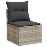 vidaXL Salon de jardin 4 Pièces avec coussins gris clair résine tressée