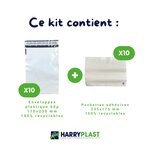Kit colis Vinted - 10 enveloppes plastique N°1 (170x230 mm) + 10 pochettes porte-documents