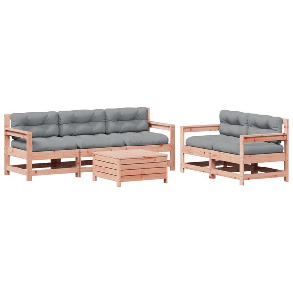 vidaXL Salon de jardin 6 Pièces avec coussins bois massif Douglas