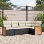 vidaXL Salon de jardin 5 Pièces avec coussins noir résine tressée