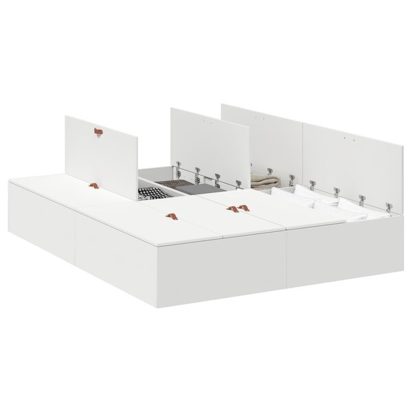 Cadre de lit de rangement vidaXL Blanc 135x190 cm