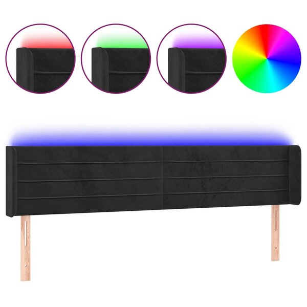 vidaXL Tête de lit à LED Noir 163x16x78/88 cm Velours