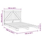vidaXL Cadre de lit sans matelas gris 160x200 cm bois de pin massif