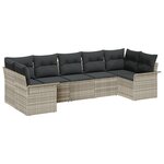 vidaXL Ensemble de Canapé de Jardin 7 pièces avec coussins Gris Clair Poly Rattan