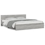 vidaXL Cadre de lit avec LED sans matelas sonoma gris 180x200 cm