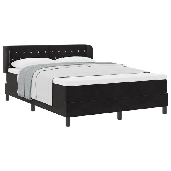 Lit à ressorts vidaXL avec matelas Noir 140x190 cm Velours