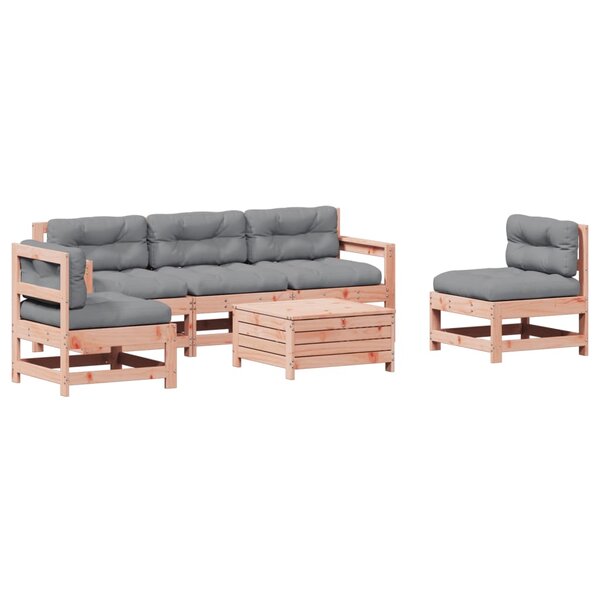 vidaXL Salon de jardin 6 Pièces avec coussins bois massif Douglas