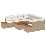 vidaXL Ensemble de canapés de jardin 9 pièces avec coussins Beige Poly Rattan Acacia