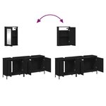 vidaXL Ensemble de meubles salle de bain 3 Pièces noir bois d'ingénierie