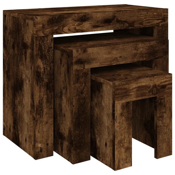vidaXL Tables basses gigognes 3 Pièces Chêne fumé Bois d'ingénierie