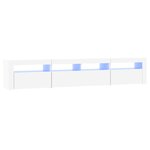 vidaXL Meuble TV avec lumières LED Blanc 210x35x40 cm