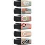 Pack de 6 marqueurs fluorescents Stabilo Boss Mini Naturevibes - Trait entre 2 et 5 mm - Encre à l'eau - Anti-dessèchement - Couleurs : vert boue  vert terre  ocre  terre de Sienne  beige et gris chaud