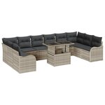 Ensemble de Canapé de Jardin de 11 pièces avec Coussins Gris Clair Rattan Poly