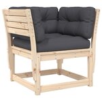 vidaXL Canapé de jardin accoudoirs avec coussins bois massif de pin