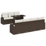 vidaXL Ensemble de canapés de jardin de 8 pièces avec coussins en poly rotin marron