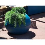 Bac à fleurs rond GRANIT BOULE - Plastique Ø 40 cm - Bleu