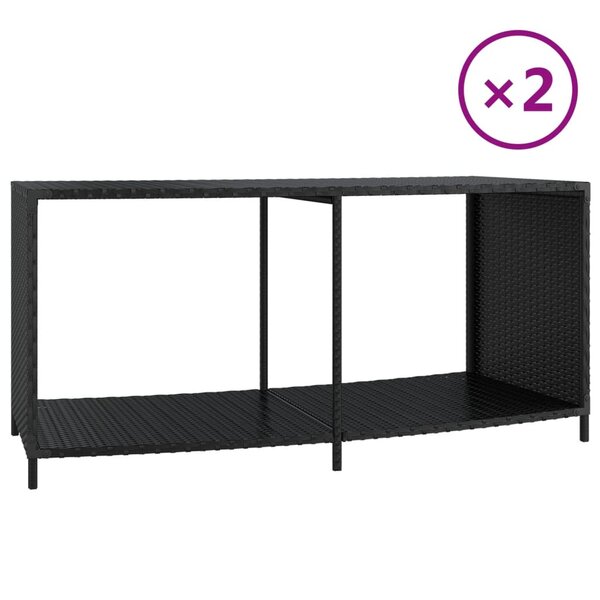 vidaXL Étagères de rangement 2 Pièces noir résine tressée