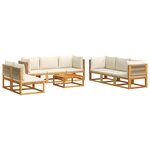 vidaXL Salon de jardin avec coussins 9 Pièces bois massif d'acacia