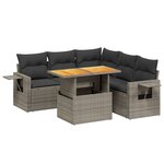 vidaXL Salon de jardin 6 Pièces avec coussins gris résine tressée